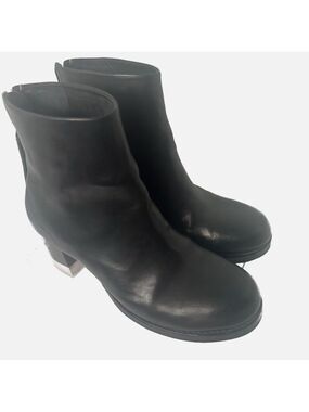FEIT Black Calfskin Leather Ankle Boots